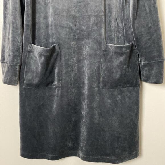 J Jill Pure Jill Velour A Line Dress V Neck Front Pockets Crushed Gray Size M - Picture 8 of 14